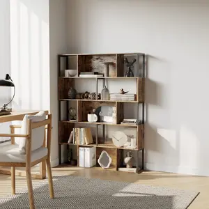 5-Tier Tall Bookshelf - Modern Open Bookcase with Anti-Tip, Open Display Shelf & Room Divider for Living Room, Home Office, Bedroom