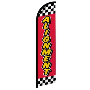 Red Checkered Windproof Alignment Flag - 11.5x2.5 ft Polyester Knit Windless Banner for Home, Festive Backdrops