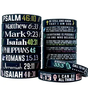Christian Bible Verse Joshua Pattern Bangle for Women & Men, 2026 New Style Rubber Jewelry for Party, Trendy Stack Bangle, Daily Clothing Decor, Trendy Cool Female Accessories for Birthday Gift