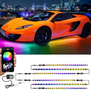 Car Underglow Kit, 12V 6 pcs RGB Led Lights Strip Neon Ambient Sets with Turn Signal for Cars, SUV, Truck Exterior Chassis Colorful Glow Accessories Controlled by APP, Sync to Music