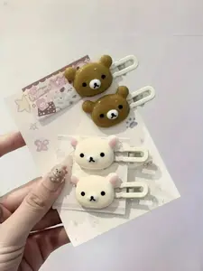 Cute Cartoon Bear Hair Clips Duckbill Buckle, Transparent Candy Color Kawaii Women Fashion Accessory, Cute Gift Idea for Her Friends, Adorable Hair Clips, Hair Clip Set