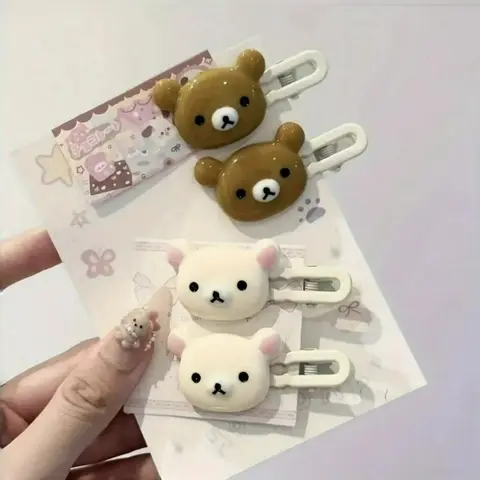 Cute Cartoon Bear Hair Clips Duckbill Buckle, Transparent Candy Color Kawaii Women Fashion Accessory, Cute Hair Accessories, Cute Gift Idea for Her Friends, Adorable Hair Clips, Hair Clip Set