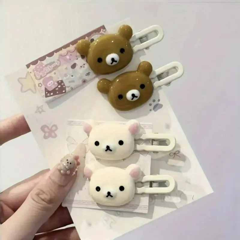 Cute Cartoon Bear Hair Clips Duckbill Buckle, Transparent Candy Color Kawaii Women Fashion Accessory, Cute Hair Accessories, Cute Gift Idea for Her Friends, Adorable Hair Clips, Hair Clip Set