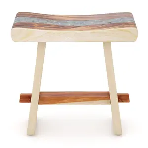 COSTWAY - Fully Assembled Shower Stool with Epoxy Finish and Curved Seat