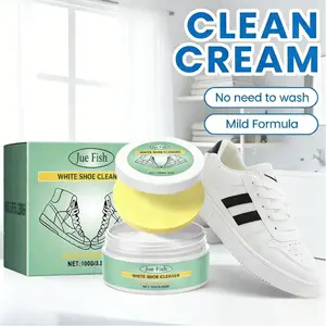 White Shoe Cleaner Cream Multipurpose No-Wash Solid Comes with Sponge Removes Stains Ideal for Leather Silicone Car Interiors Mild Non-Irritating Eco-Friendly -FF
