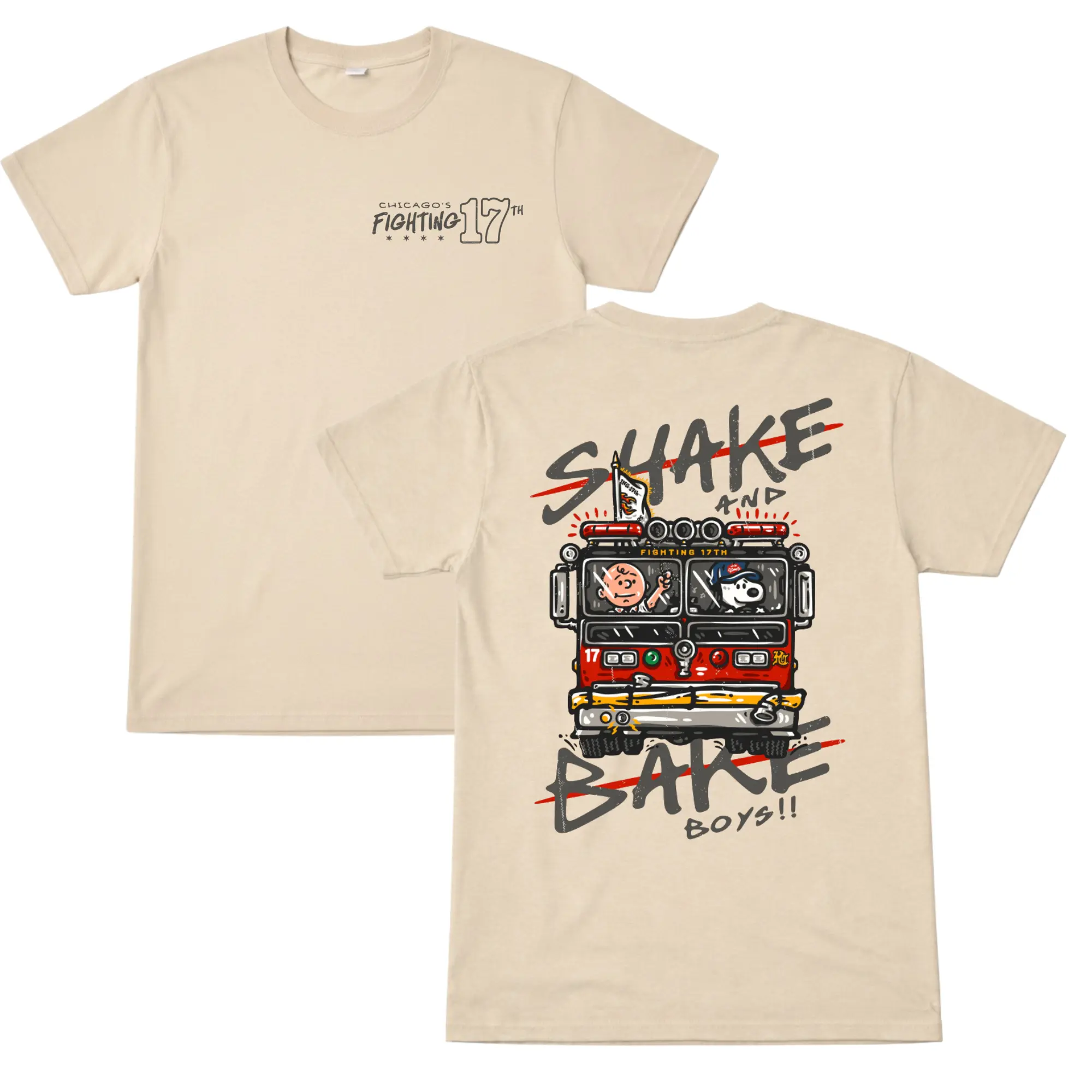Chicago's Fighting 17th Firefighter T-Shirt, Fire Engine Graphic Tee, Fire Department Crew Shirt