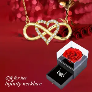 Valentine's Day Elegant Infinity Heart Shape Pendant Necklace with Luxury Rose Gift Box  Does not apply