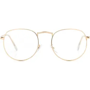 AZorb Classic Round Clear Lens Glasses - Stylish Non-Prescription Metal Frame Eyeglasses for Women & Men, Perfect for Daily Wear