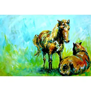 Carolines Treasures  Horse Grazin Fabric Placemat