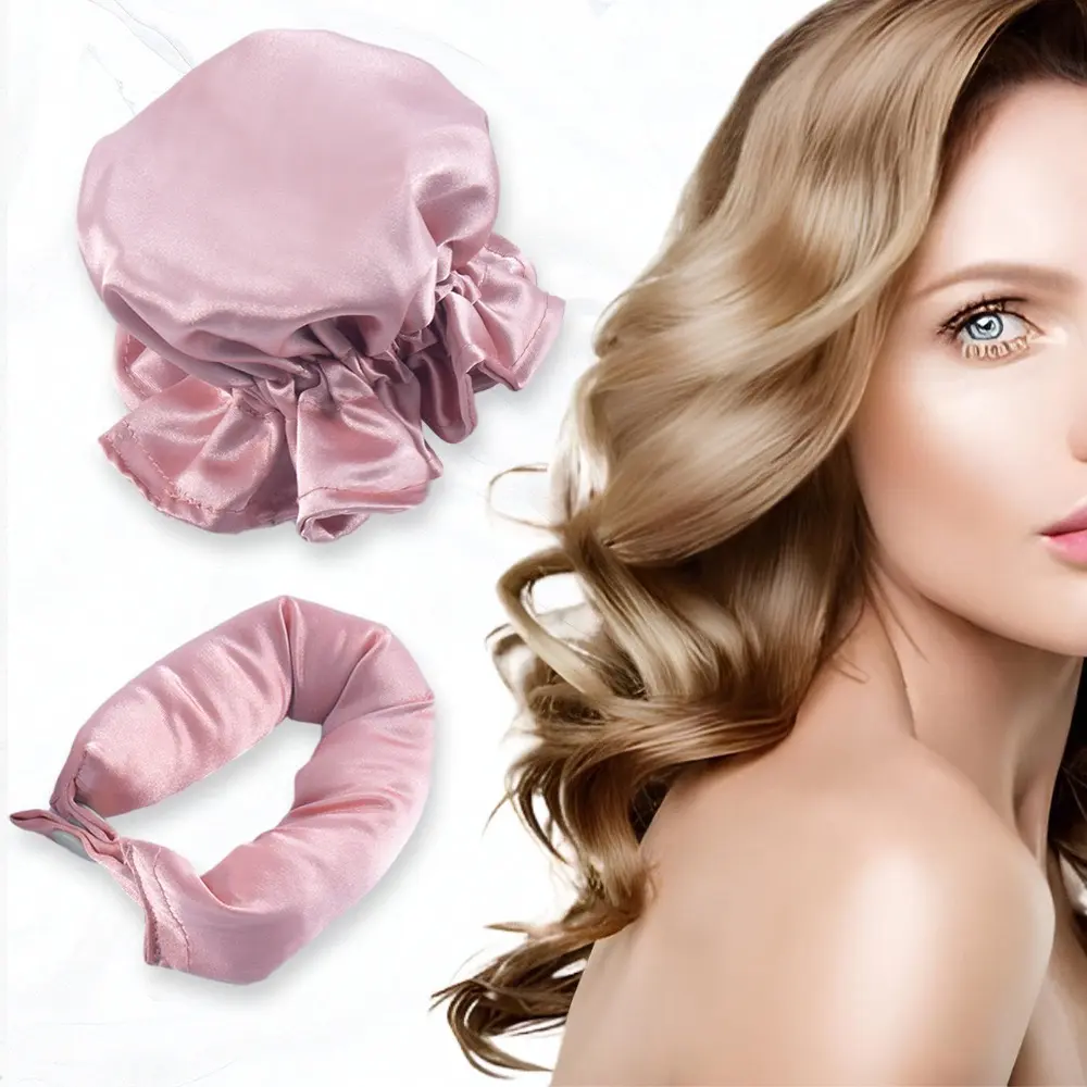 Women's Satin Heatless Hair Curling Rod Set for Big Overnight Waves, No-Damage Styling Kit with Clip and Scrunchies, Hair Curling Rods, Heatless Curling Rod, Curly