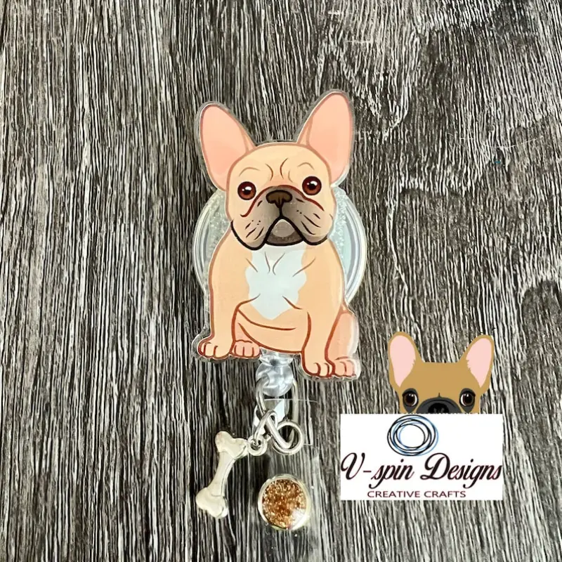 Frenchie dog Badge reel/ID Holder/card holder/nurses/teachers/students/dogs