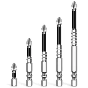 Five-Piece Drill Bit Set K5 Non-Slip Batch Head S2 Strong Magnetic Silver Non-Slip Cross Batch Head Hand Electric Drill Electric Screwdriver High Hardness
