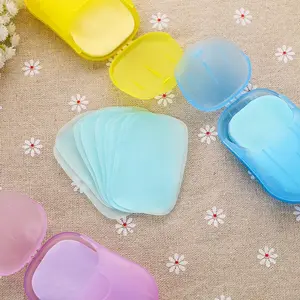 Travel 80pcs/4boxes Disposable Soap Paper, Portable Travel Soap Sheet with Storage Box, Camping Hygiene Cleansing Hand Washing Soap Paper for Outdoor
