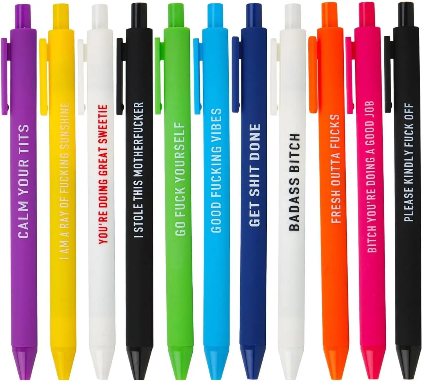 Funny Sarcastic Quote Pens Set, Colorful Ballpoint Pens with Printed Sayings on Barrel, Novelty Writing Pens for Office Desk, School and Gift Use