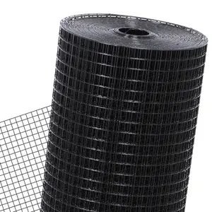 Black Hardware Cloth 1/2 inch 19Ga PVC Coated Wire Mesh Vinyl Coated Fence, Welded Metal Chicken Wire Fencing Roll, Garden Plant Fencing, for Chicken Coop and Home Improvement