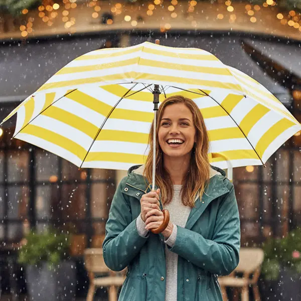 Yellow Striped Umbrella - Bright Foldable | Sunny Design