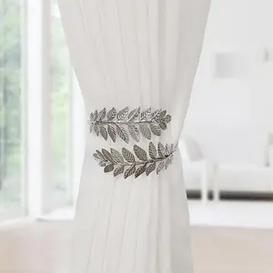 2 Maple Leaf Shape Curtain Tiebacks, Decorative Metal Curtain Rings, DIY Style, Suitable for Living Room and Bedroom Curtains, Window Decorations Supplies