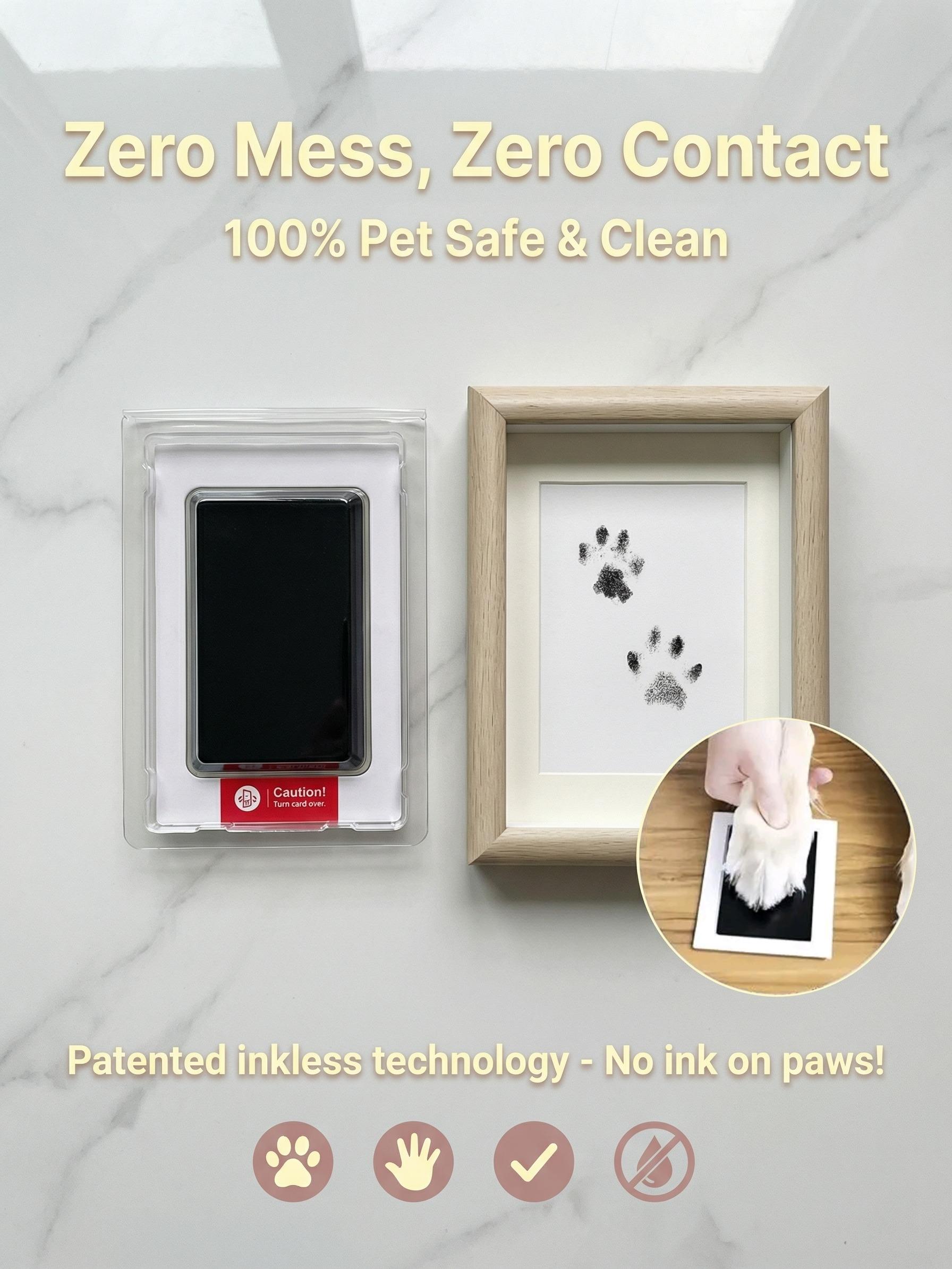 Treat Yo' Pet Paw Print Kit,2-Pcs Ink Pads + 1 Photo Frame,Mess-Free Paw Print Stamp Pad for Dogs & Cats, Clean Touch Ink Pad, Dog Nose Print Kit, Keepsake Gift For Pet Dogs And Cats, Memorial Gift For Pets, Pet Memorials, Dog Stuff