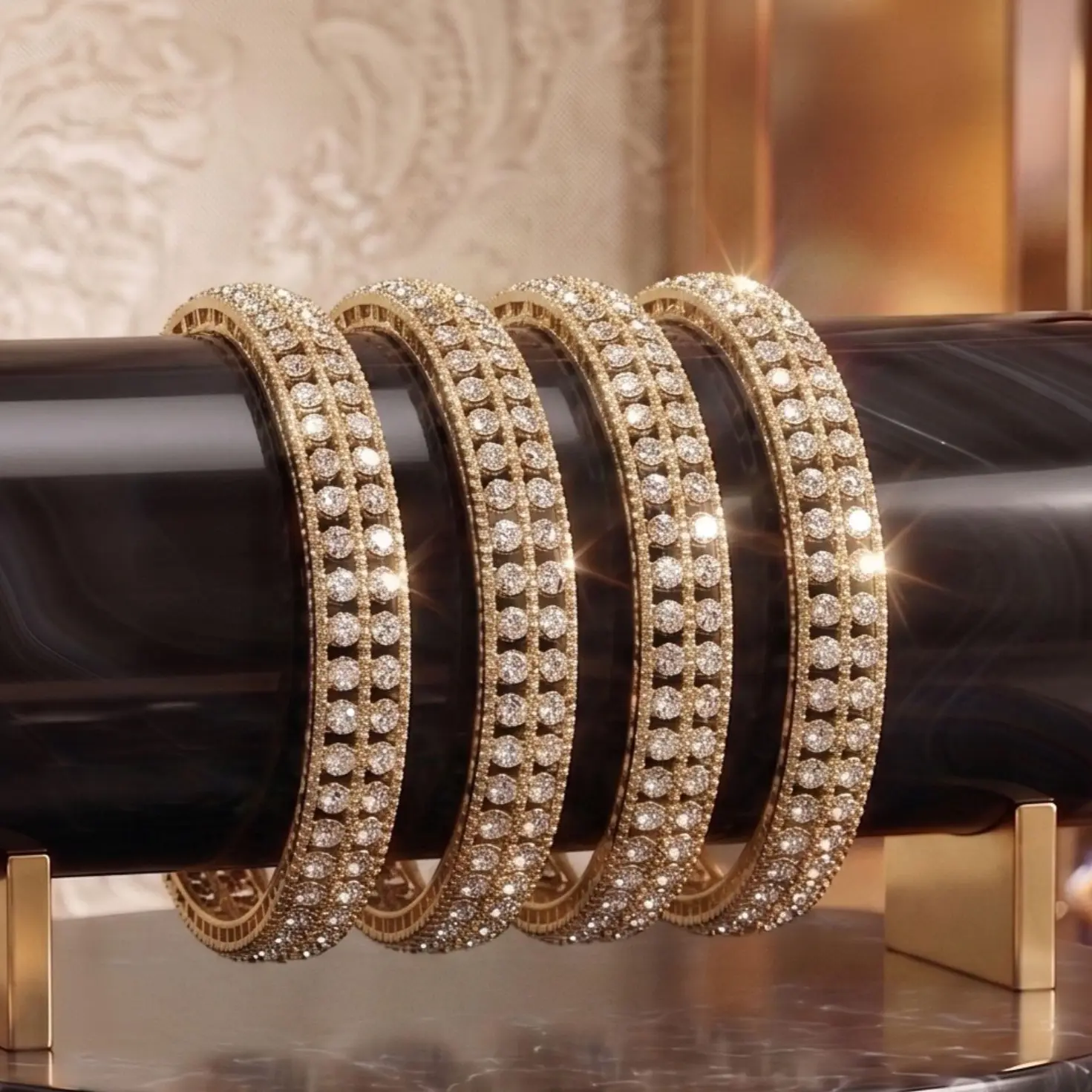 4 Pcs AD Bangles Set | Cubic Zirconia Bracelet | Bridal CZ Stone Indian Wedding Jewelry