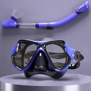 Professional Diving Mask and Snorkel Kit, Soft Silicone Goggles Large Frame for Adults Men Women, Anti-Leak Snorkeling Gear Essential for Beach Swimming Diving Travel Comfortable Fit High-Performance