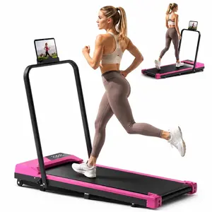 Electric Folding with Handrail Treadmill with Adjustable Incline, Low-Noise Motor, 265lbs Weight Capacity, Dual Shock Absorption, Spacious Walking Pad, Wheels & Free Resistance Bands