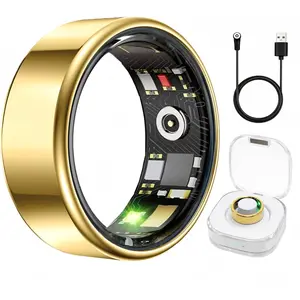 Smart Ring Fitness Tracker - Polished Gold Finish, Precision Optical Sensor Cluster, Sizes 7-12, for Men & Women, Daily Step Counting, SpO2 & Heart Rate Wellness Metrics, Screenless, Sleek, Durable, Waterproof All-Day Wearable
