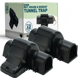 W4W Dual-Entry Rat Trap - Enclosed Tunnel Helps Reduce Accidental Triggering, Guides Rats, Mice & Chipmunks - Quick-Kill Snap Design - Hides Catch for Easy Disposal - Indoor/Outdoor - Reusable