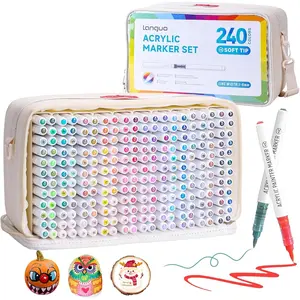 240 Colors   Markers - Brush Tip  Multi Surface   Pens Set for Adult Artists, Brush Markers Set with Organizing Case  for Fabric Glass  DIY Crafts