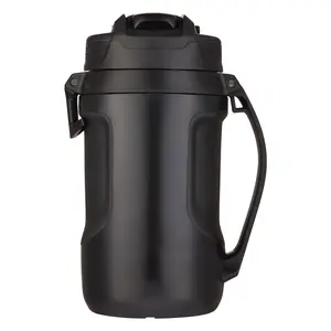 64 Fl Oz Water Jug with AUTOSPOUT Lid and Pop-Up Straw, Black Bottles Cover
