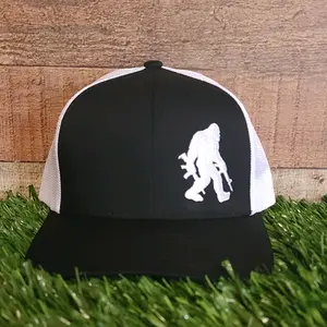 Tactical Sasquash Mesh Cap - Black/White - Snap Back Hat for Men & Women