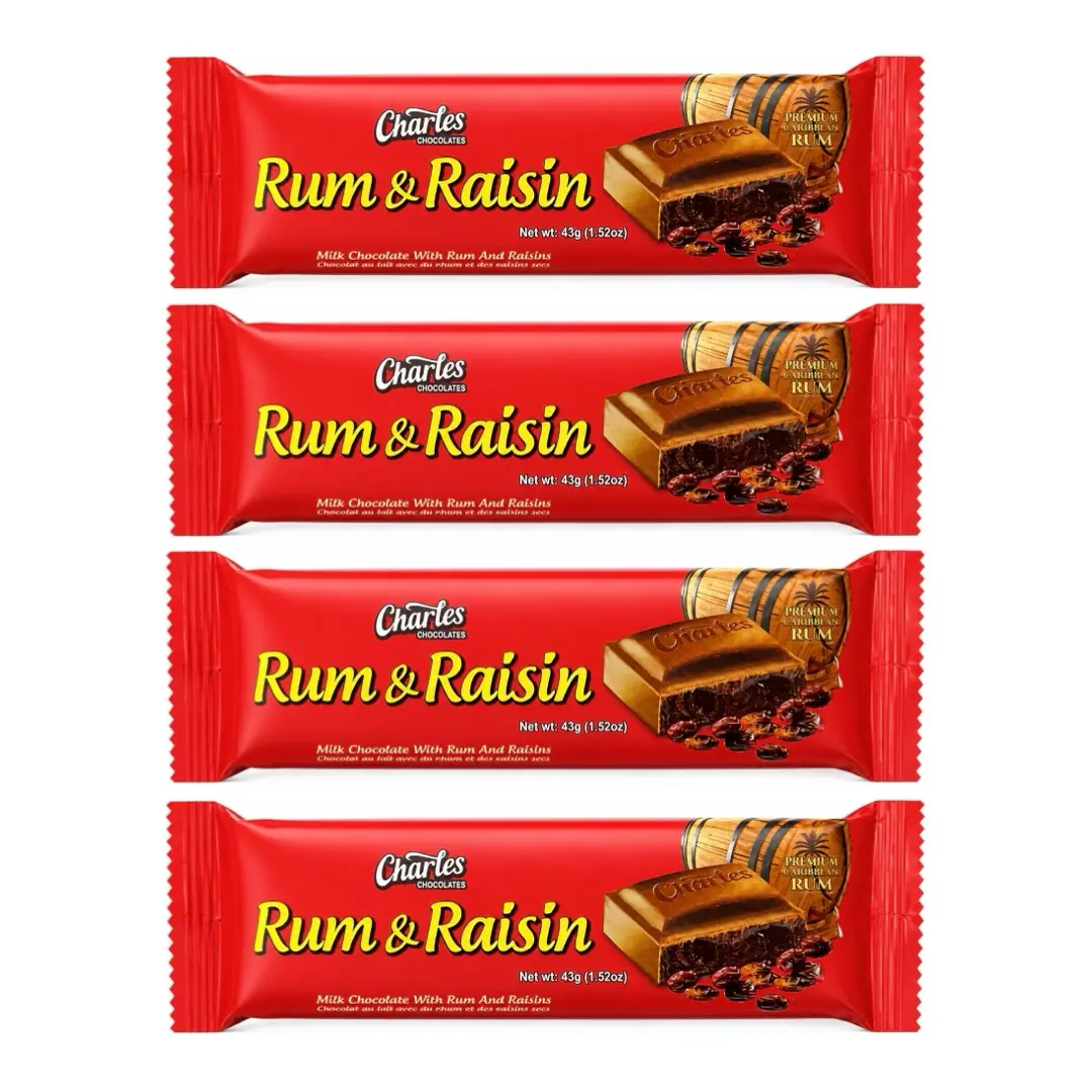 CHARLES CHOCOLATES RUM & RAISIN 1.52OZ (PACK OF 4)