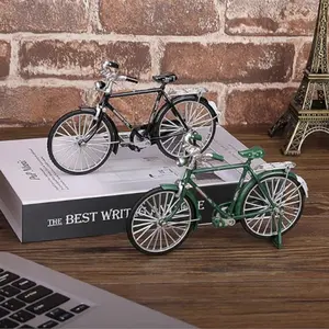 DIY Bicycle Model Kit, 1:10 Scale Vintage Bike Decoration, Includes Inflatable Tube & Briefcase, Miniature Bike Assembly Set