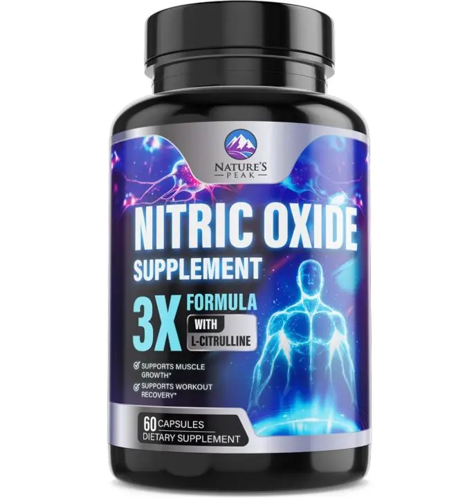 Extra Strength Nitric Oxide Booster - 3X Strength L-Arginine, Citrulline, & Beta Alanine - Premium Nitric Booster Natural Energy, Muscle & Heart Support, Bottled in USA for Men & Women - 60 Capsules