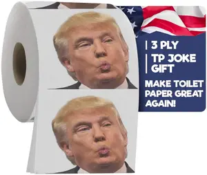 Trump Political Toilet Paper Roll by Gagster - 3 Ply Funny Novelty Gag TP with Full-Color Image - 200 Sheets Per Roll - Prank Gift for Adults - Printed on Every Sheet - Make Your Butt Laugh