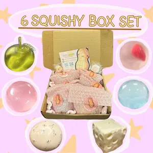 6 Squishy Box Set Viral Vaseline Cheese Crunchy Apple Mochi Coconut Oil Maltose Sensory Stim Stress Ball Toy Mystery Blind Box