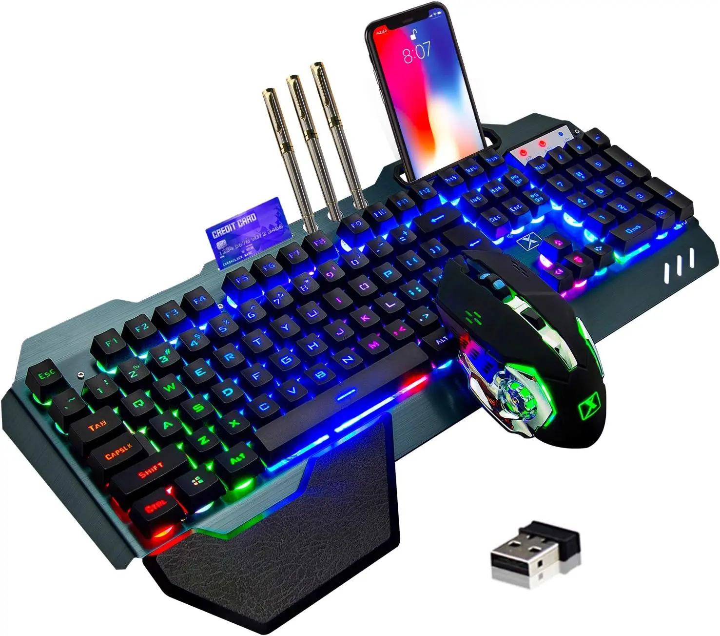 Wireless gaming Keyboard and MouseRemovable Hand Rest Mechanical Feel Keyboard and 7 Color Gaming Mute Mouse for PC Gamers mouse and led keyboard membrane  keyboard 120  percent