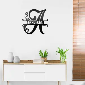 Initial Monogram Metal Sign Decor