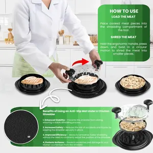Large Chicken Shredder Tool Twist BPA-Free Food-Safe Meat Grinder Kitchen Visible Chicken Breast Shredder Strong Anti-Slip Bottom Ergonomic Handle Black