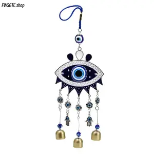 Blue Evil Eye Protection Wind Chimes, Classic Lucky Hanging Decor. Beautiful Ornament for Home, Garden & Patio, Spiritual Amulet & Nice Gift for Festival Decoration