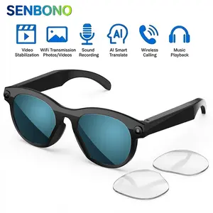 Senbono HD Smart Audio Glasses Camera, Video Recording & Translation, Wireless Calling, Music Playback, Voice Assistant, Portable Sports Eyewear