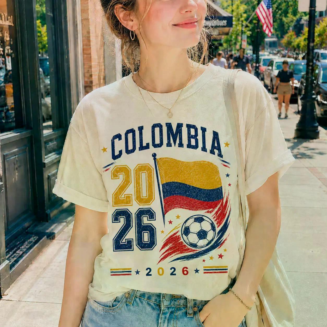 Colombia Soccer Fan Shirt, Colombia Flag Graphic Tee, Vintage Football Supporter T-Shirt, Colombian Pride Gift