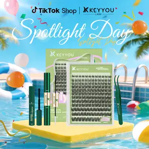 KEYYOU Ultra-thin Invisible Band Lash Kit Playful Girl CC Curl Spike Natural Wispy Cluster Lashes Kit Waterproof Lash Extensions Kit  #SpotlightDay