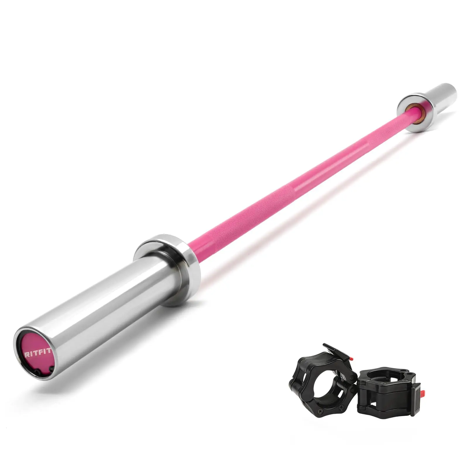 RITFIT 4ft 2-in Standard Olympic Barbell - 350lbs/500lbs Capacity, Smooth, for Squat/Deadlift, Home Gym Equipment, Resistance Training, General Purpose, Compatible with Barbell Plates
