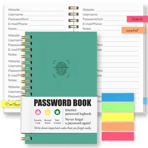 Mini Password Notebook with Label Index Stickers, Spiral Password Book, Portable Login Info Organizer, Office Home Use