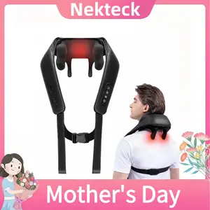 Mothersdaygift Wireless Neck Massager with Heat, Nekteck 6D Cordless Shiatsu Neck and Back Massager, for Pain Relief Deep Tissue, Ideal Gift for Men and Women