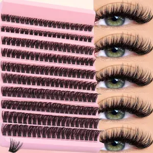 10 Row 200PCS Individual Lash Clusters, Curl Cluster Lashes, 80D D Curl 8-16mm DIY Lash Clusters Thick&Fluffy&Natural Look Reusable Individual Eyelash Extension Kit For Self Use At Home Or On-The-Go For Daily Life&Wedding&Dating&Party