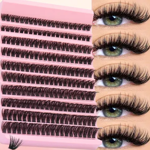 10 Row 200PCS Individual Lash Clusters, Curl Clusters, Cluster Eyelash Extensions, Fluffy Eyelashes Cluster, Cluster False Eyelashes, 80D D Curl 8-16mm DIY Lash Clusters Reusable Individual Eyelash Extension Kit For Home, On-The-Go Use