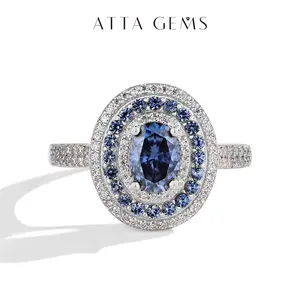 1CT Oval Shape Lab-Created Blue Moissanite Ring With Halo for Women Engagement Wedding Anniversary Jewelry R166 1CT Oval Shape Lab-Created Blue Moissanite Ring With Halo for Women Engagement Wedding Anniversary Jewelry R166