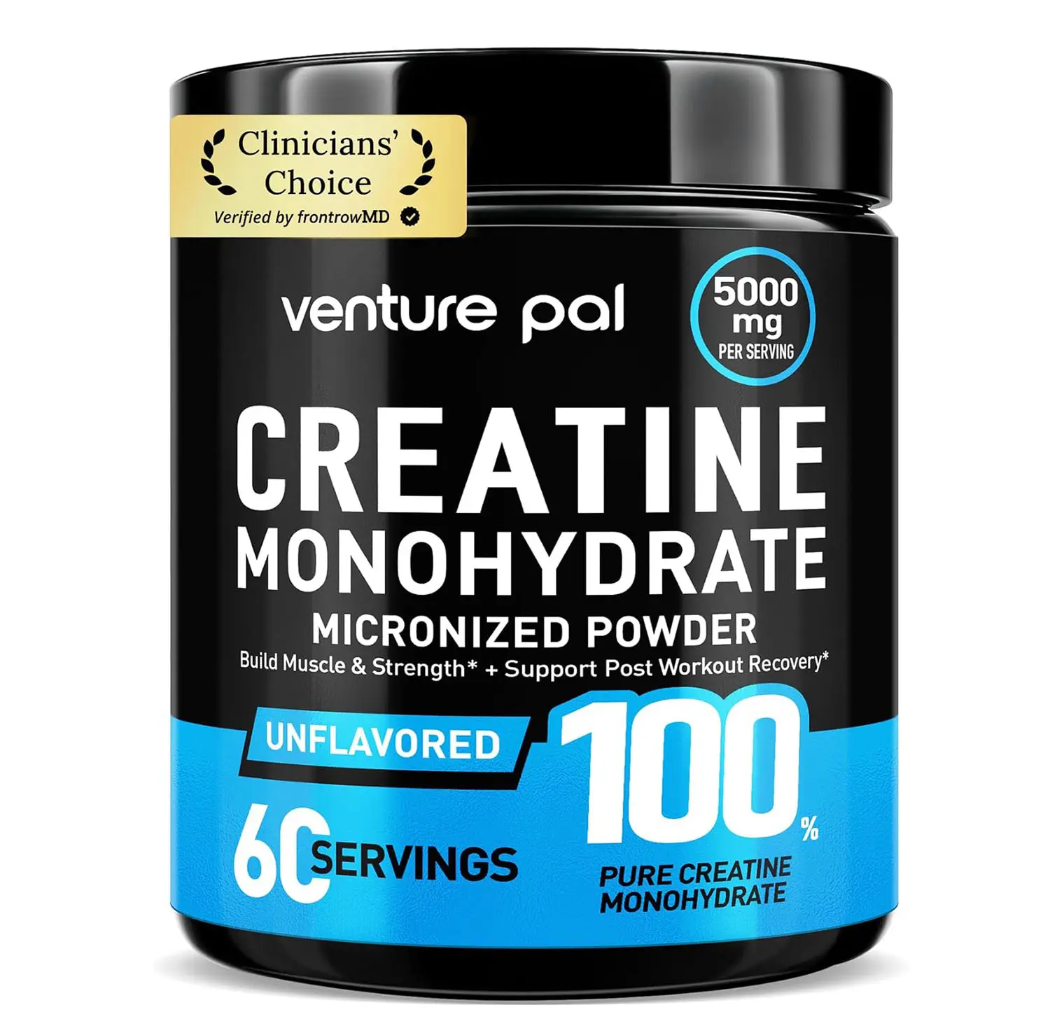 Venture Pal 100% Pure Micronized Creatine Monohydrate Powder, Unflavored Creatine for Women & Men, Vegan, Keto, Gluten Free, 5 g (5000mg) per Serving, Creatina Monohidratada en Polvo