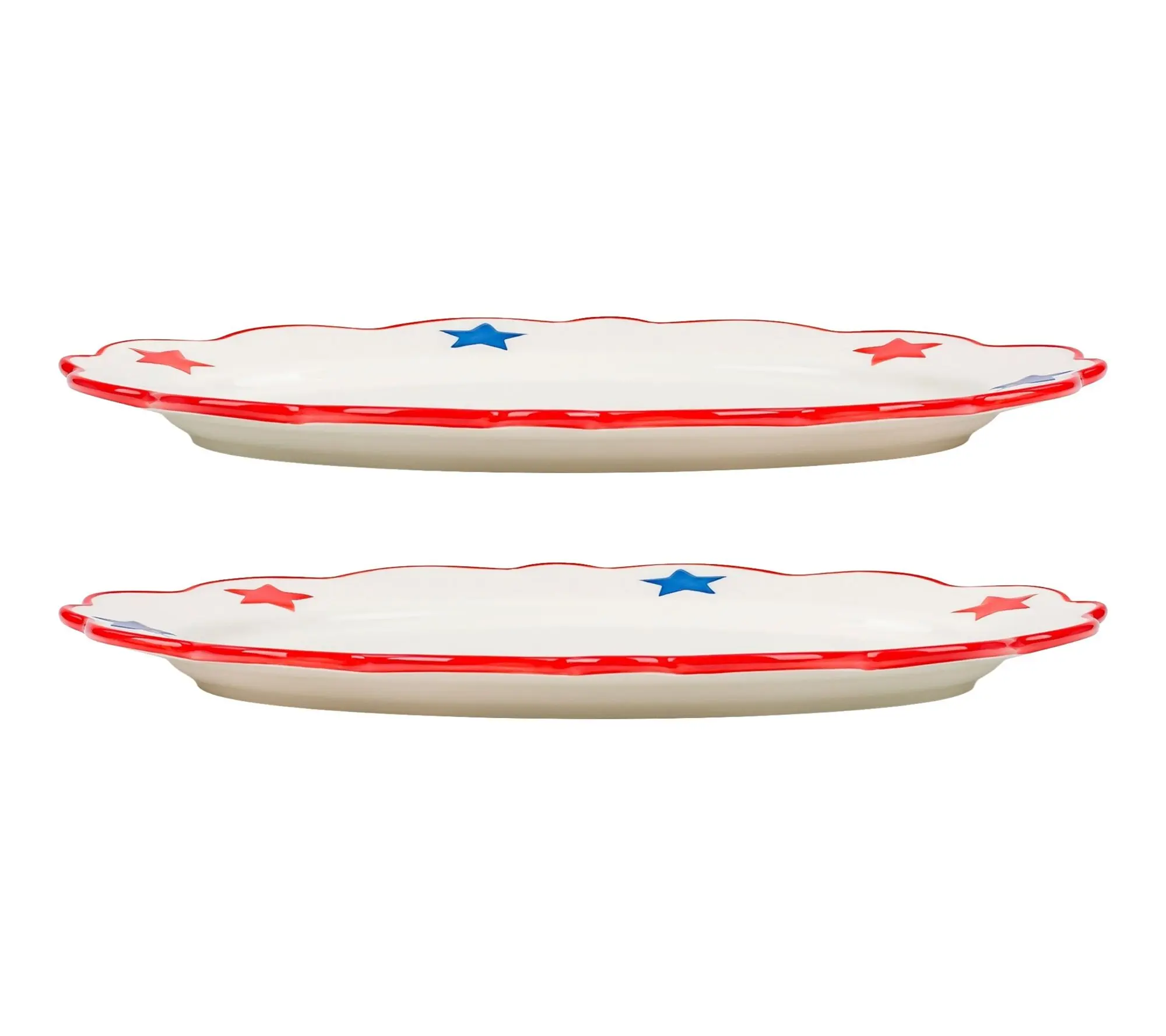 10 Strawberry Street Star-Spangled Serve Oval Platter, Set of